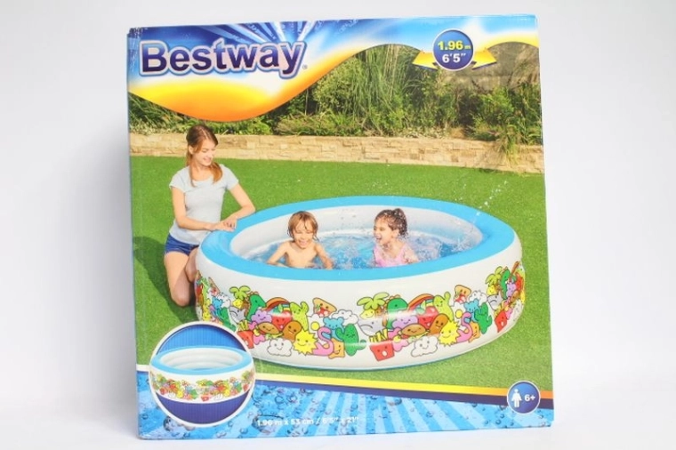 Piscină gonflabilă pentru copii Bestway 196 × 53 cm cu motiv colorat