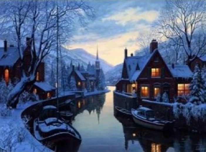 Norimpex pictură pe numere Oraș de iarnă 40 × 50 cm