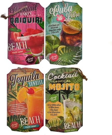 Plăcuță din lemn Cocktail 20 × 24 cm (asortat, 4 variante)