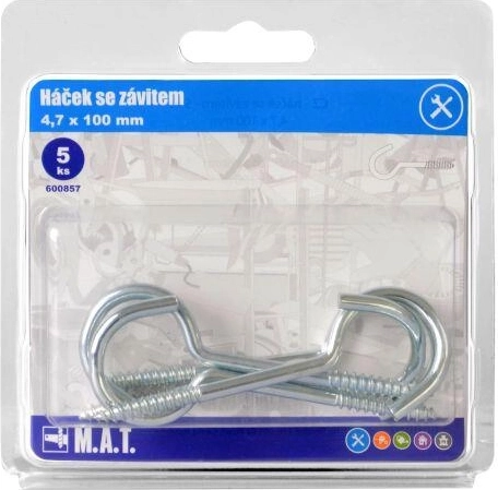 Cârlig cu filet Zn 100 × 4,7 mm, pachet 5 buc