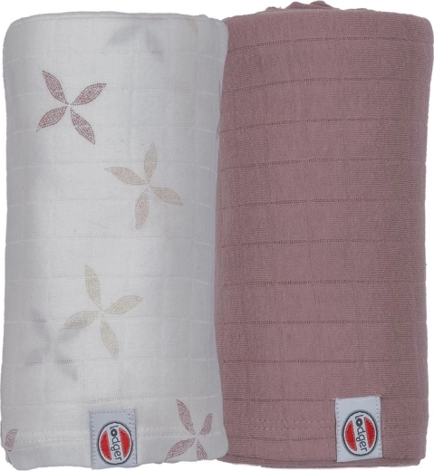 Lodger swaddler Solid matcha powder/rose 110 × 110 cm, set de 2 bucăți
