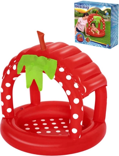 Piscină gonflabilă pentru copii Bestway, căpșună, cu acoperiș, 91 × 91 × 91 cm