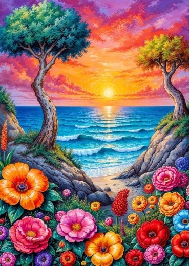 Puzzle Enjoy Coastă înflorită 1000 de piese