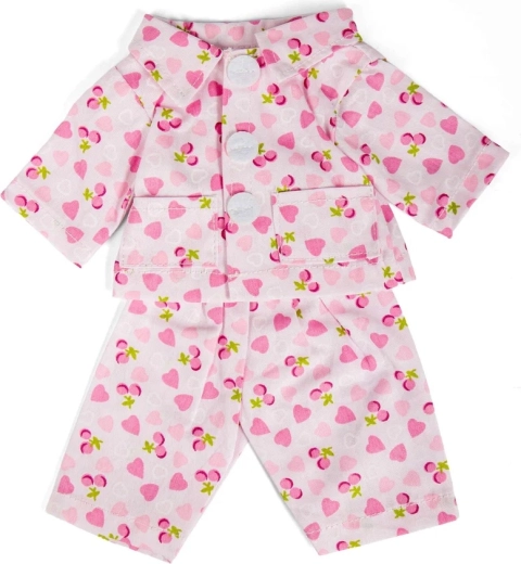 Bigjigs Toys pijama roz pentru păpușă 34 cm, cu inimioare și cireșe