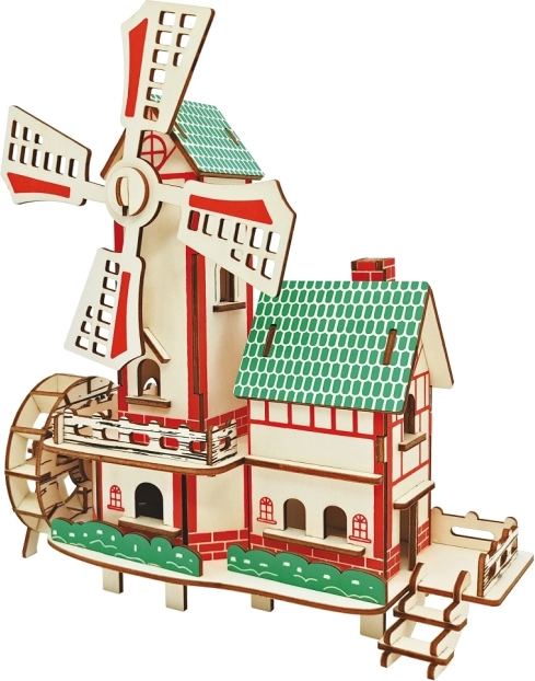 Puzzle 3D din lemn – moară de vânt