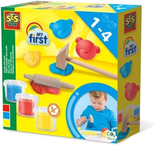 SES My First pastă de modelat – 3 culori (3×90 g) + instrumente