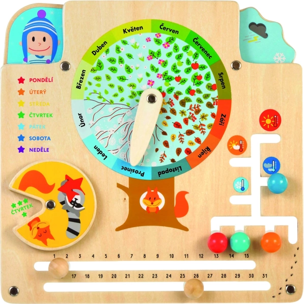 Lucy & Leo calendarul naturii din lemn – placă educativă Montessori