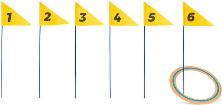 Disc golf de exterior cu stegulețe numerotate
