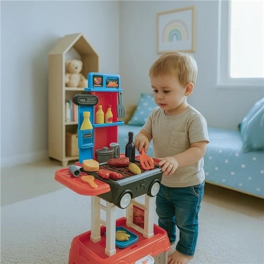 Cărucior portabil de grătar pe roți