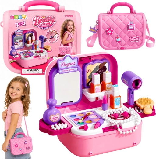 Set cosmetic pentru copii portabil 2în1 într-un troler cu oglindă și accesorii - 1 bucată
