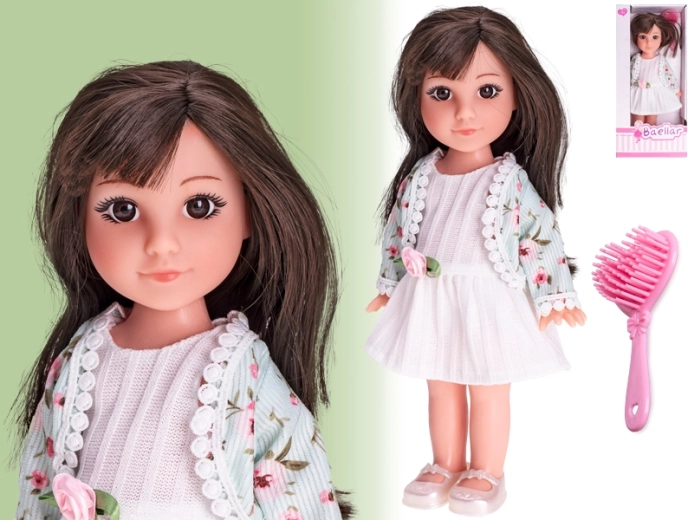 Păpușă la modă 30 cm cu corp din plastic solid și pieptene