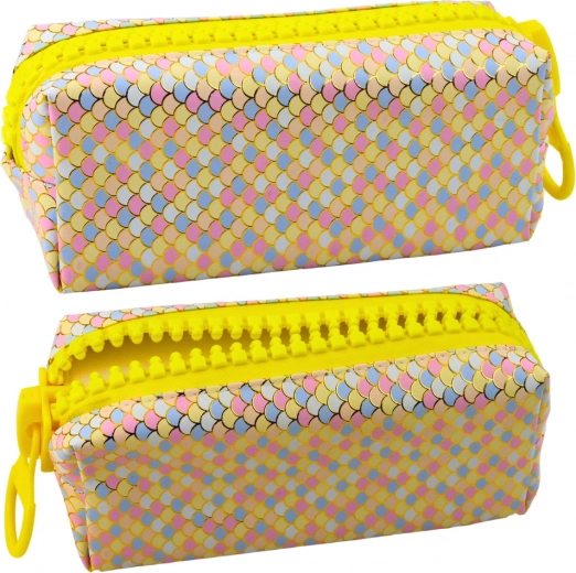 Penar școlar cu motiv de solzi marini, fermoar mare, colorat 21 × 8 cm
