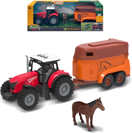 Tractor de fermă cu remorcă pentru cai, cu lumini și sunete
