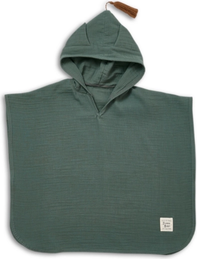 Poncho din muselină Funnababy cu glugă Ivy Green