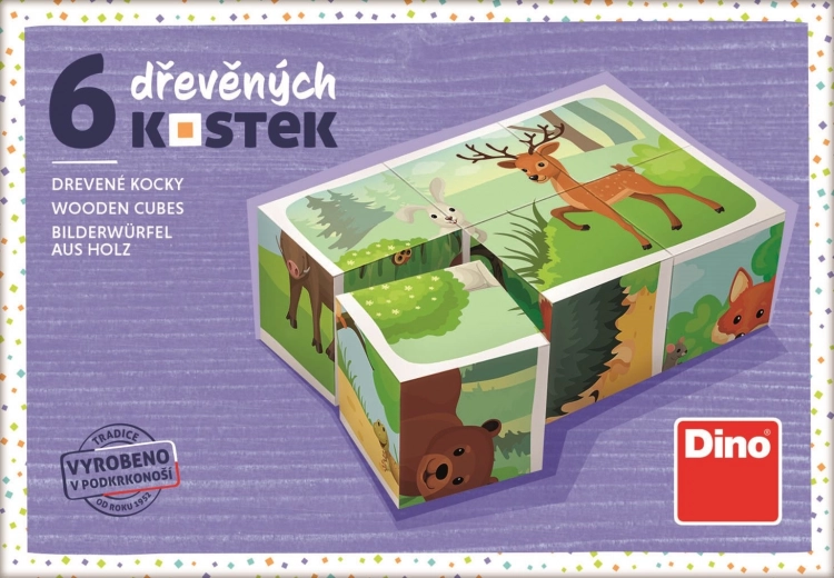 Dino cuburi de lemn cu animale din pădure