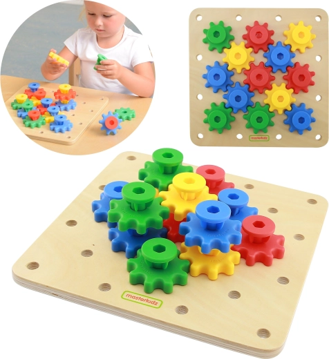 Placă Montessori din lemn cu roți dințate Masterkidz