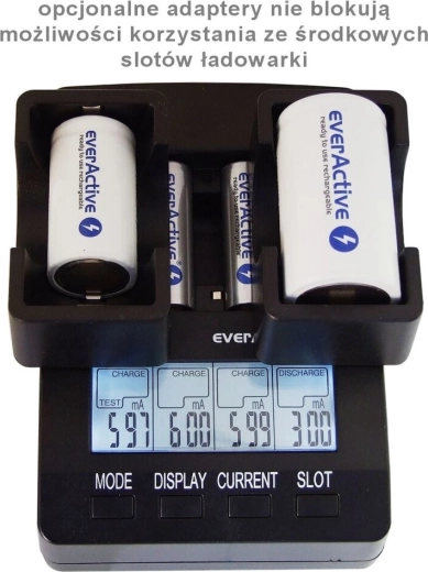 Încărcător inteligent EVERACTIVE NC-3000 pentru AA/AAA cu suport C/D (cu adaptor)