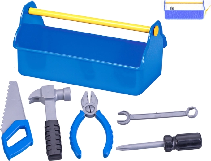 Set de unelte pentru copii cu ladă de transport, 5 piese (27,5 × 14 cm)