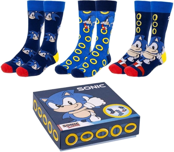 Set de șosete Sonic – 3 perechi în cutie cadou