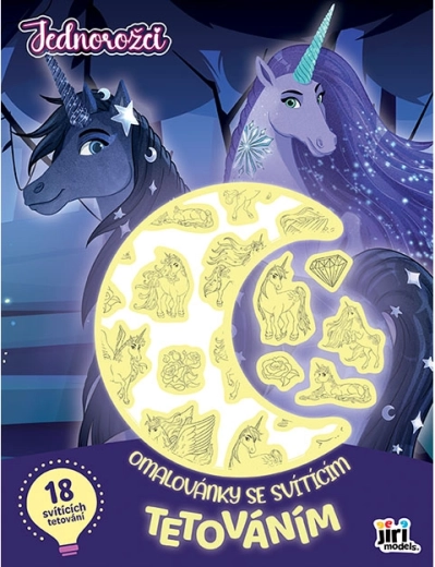 Caiet de colorat cu tatuaje fosforescente – Unicorni