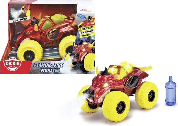 Dickie Toys Fire Monster – camion monster pentru copii cu lumini, sunete și abur 25 cm