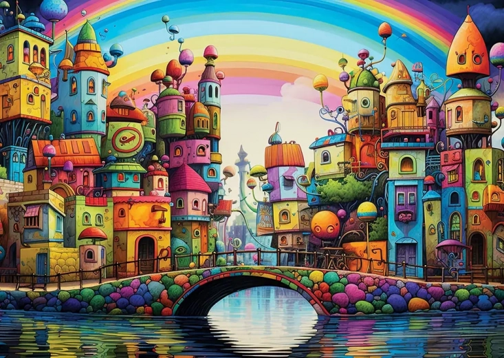 Puzzle Orașul curcubeu 1000 piese