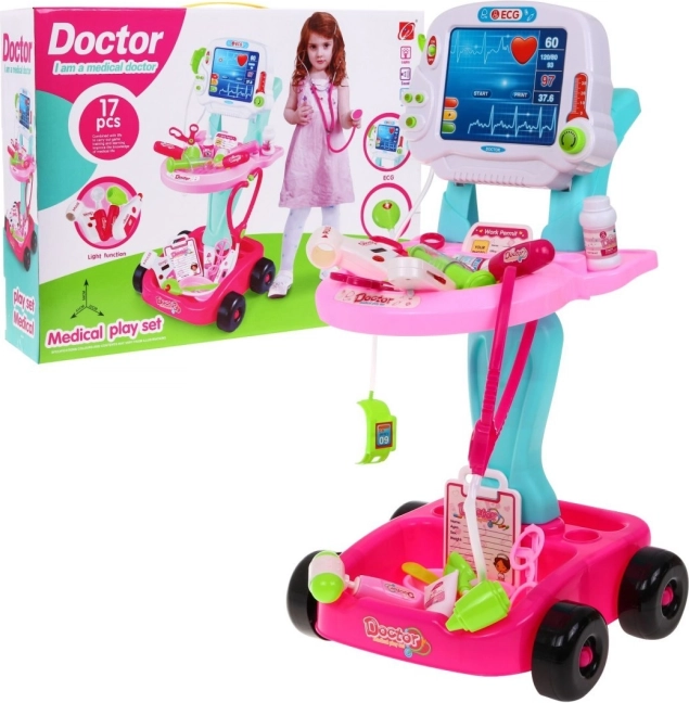 Cărucior medical roz pentru copii