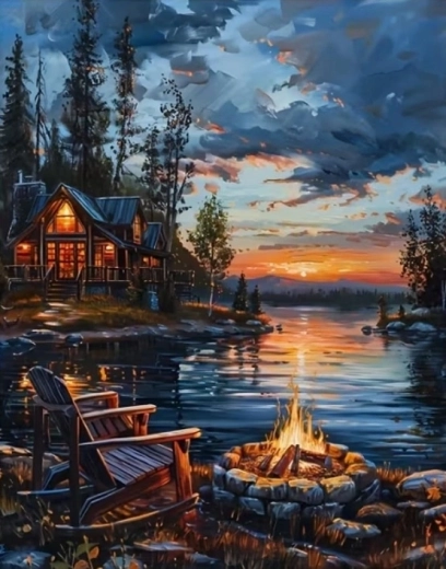 Norimpex pictură cu diamante Tabără la lac 30 × 40 cm