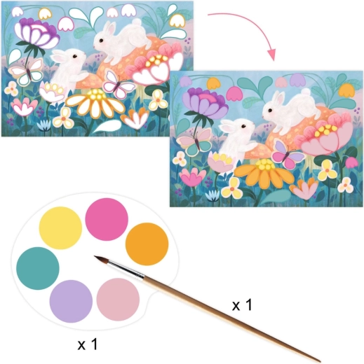 Pictură cu culori pastel și pensulă fină