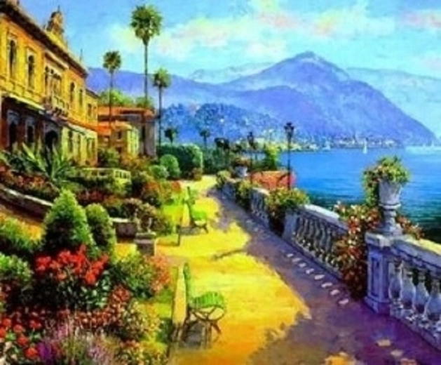 Norimpex Pictură pe numere oraș cu vedere spre munți 40 × 50 cm
