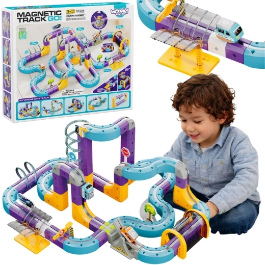 Woopie set de construcție magnetic – cale ferată cu atracție magnetică, 126 piese