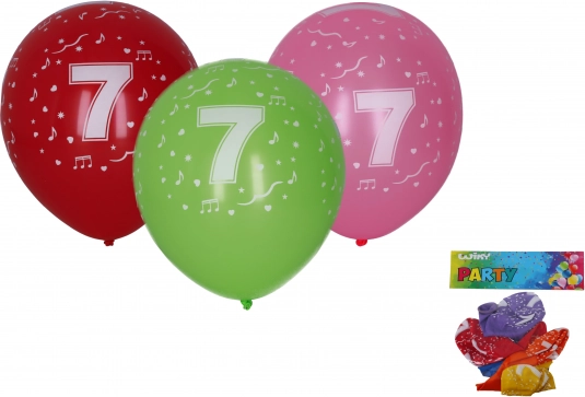 Baloane gonflabile 30 cm cu cifra 7 – set 5 bucăți