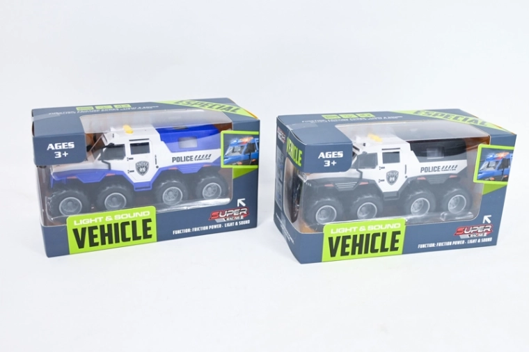 Vehicul de teren polițienesc pentru copii cu 8 roți, cu lumină și sunet