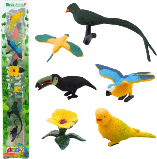 Set mini figuri păsări exotice Hibiscus galben 4-11 cm 6 buc