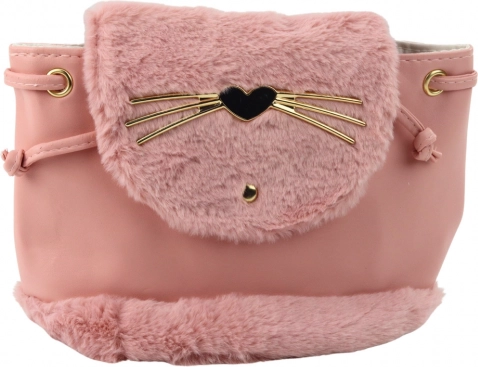 rucsac roz din pluș pentru copii cu urechiușe, bretea reglabilă, 22 cm, 4 l