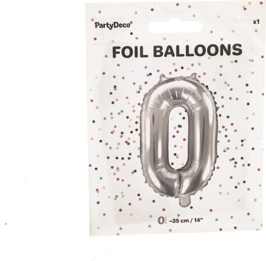 Balon din folie cifra 0 argintiu 35 cm