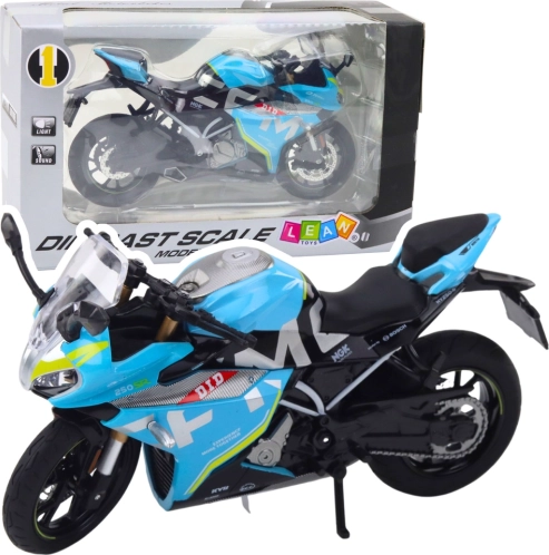 motocicletă sport metalică 1:12 cu lumini și sunete – albastră