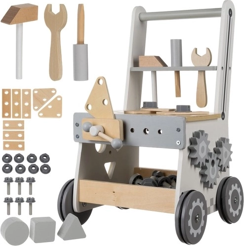 Cărucior atelier din lemn 3‑în‑1 KRUZZEL pentru copii