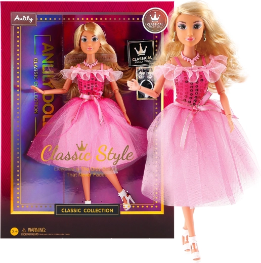 Păpușă la modă în rochie de seară – roz închis