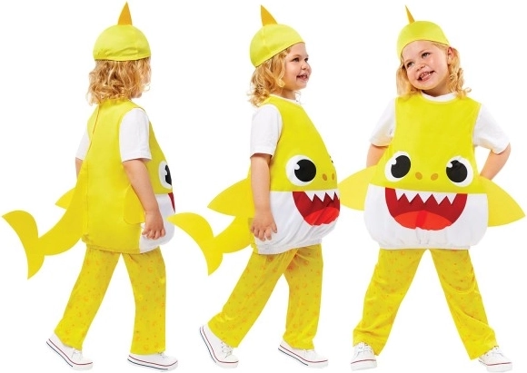 Costum Baby Shark galben pentru copii 3-4 ani