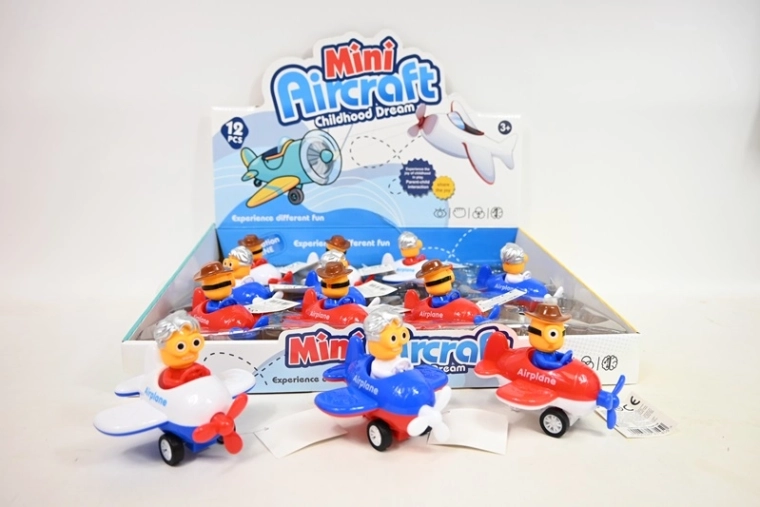 Minio avion mic cu figurină de pilot 10 cm
