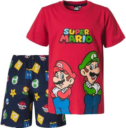 Pijama pentru copii Super Mario roșu-albastru închis
