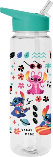 Sticlă din plastic cu pai Lilo și Stitch