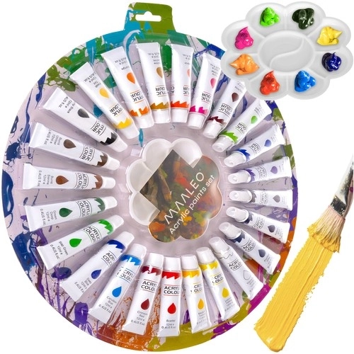 Acrilice 24×12 ml cu paletă MAALEO