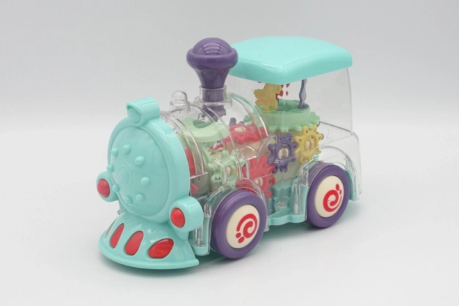 Jucărie tren transparentă cu lumini și muzică