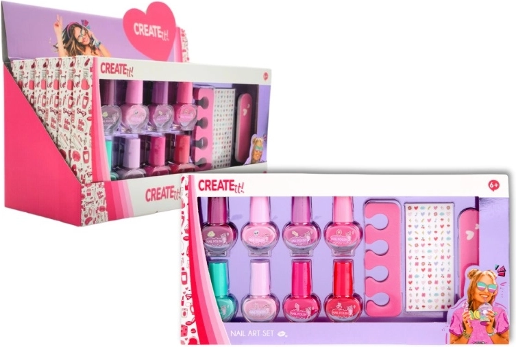 Create it! set de lacuri de unghii cu abțibilduri pentru copii