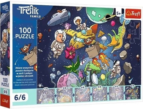 Puzzle Trefl Familia Treflikilor: Unchiul în spațiu 100 de piese