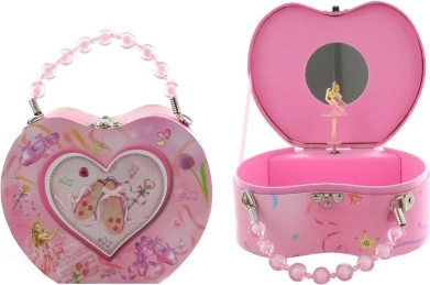 Cutie muzicală mare pentru bijuterii cu balerină și oglindă