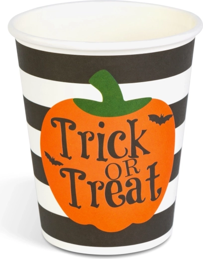 Pahare de hârtie pentru Halloween cu dovleac, 250 ml, 8 buc.
