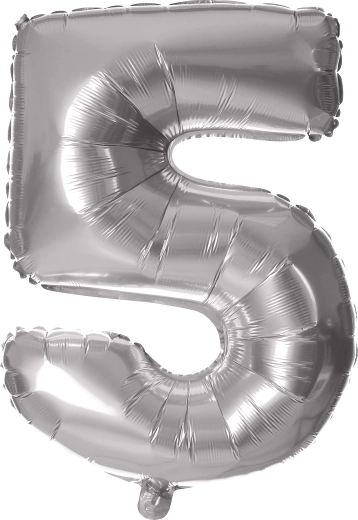 Balon din folie cifră 5, 30 cm, argintiu TORO